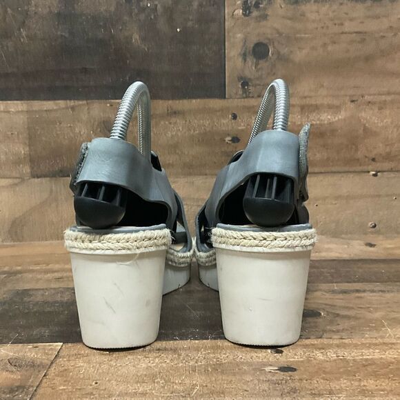 Clarks Palm Glow Khaki Leather Platform Wedge Sandals Shoes 10M - Picture 2 of 7